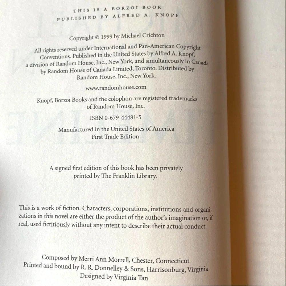 Michael Crichton Timeline – First Trade Edition 1999 Hardcover with Dust Jacket